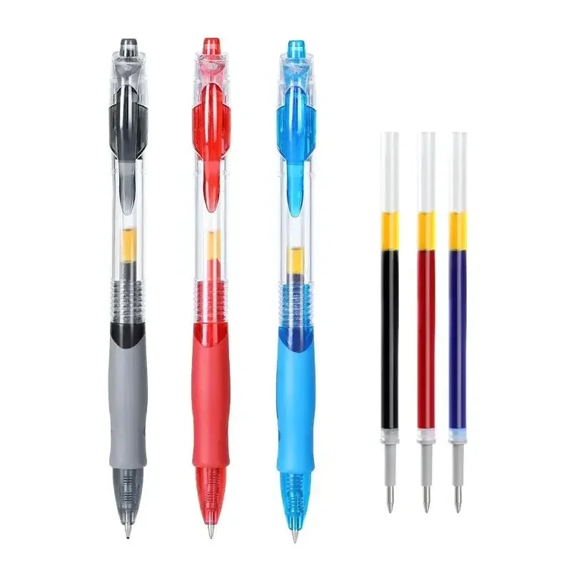 6/12pcs Retractable Gel Pens Set Black/Red/Blue Ink Ballpoint for Writing Refills Office Accessories School Supplies Stationery Oasis Select