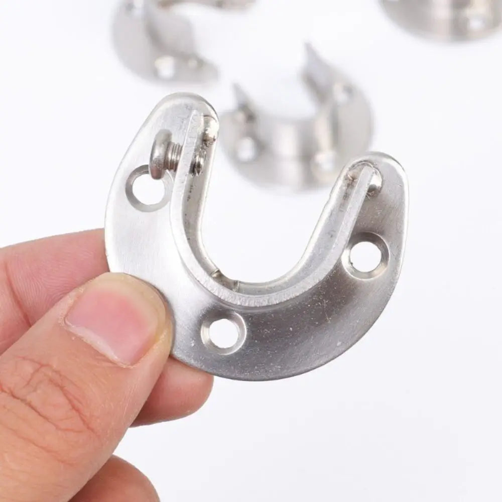 Stainless Steel Closet Rod Brackets Flange Seat Set of 2