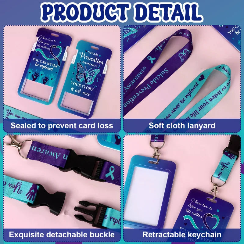 Suicide Prevention Awareness Lanyard ID Clip Purple Keychain Lanyard Accessory For Keys And ID Cards For Women Girls Teachers Oasis Select