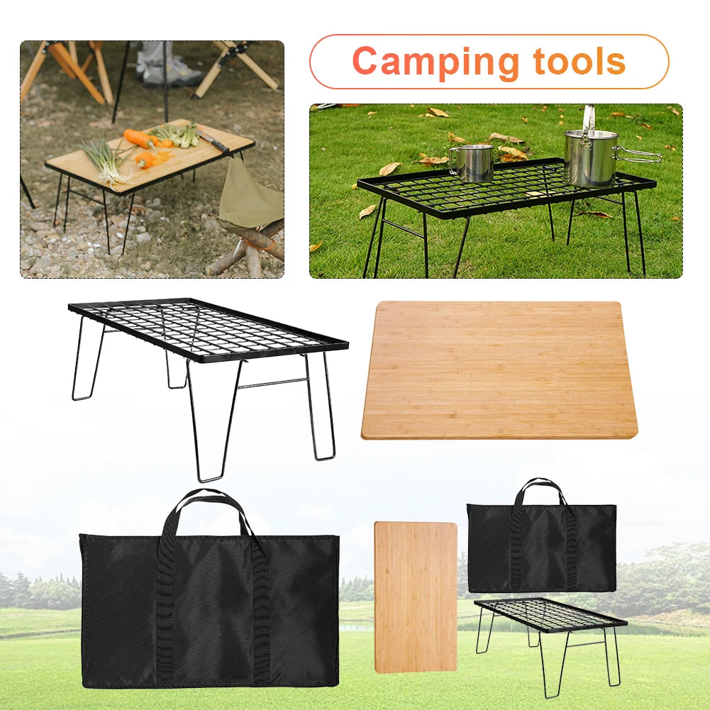 Camping Lightweight Table with Table Board & Bag Portable Cooking Net Table Campfire Grill Table for Outdoor Barbecue Oasis Select