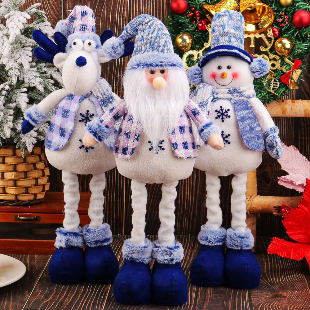 Blue Santa Reindeer Christmas Tree Snowman Ornaments Creative Stretchable Plush Toy Hanging Decorations Oasis Select
