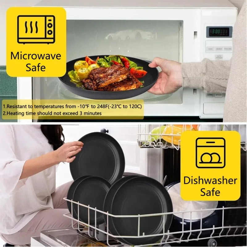 16pcs Unbreakable High Quality Plastic Dinnerware Sets - Reusable, Lightweight, for Daily Use, Outdoor Dining, Camping Essential Oasis Select