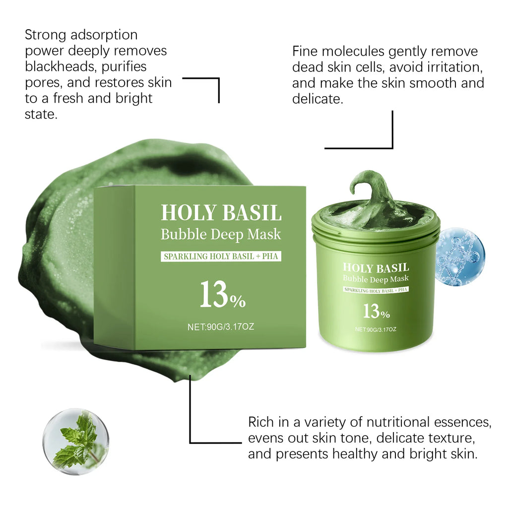 Holy Basil Bubble Mud Mask – Deep Cleanse, Oil Control 90g