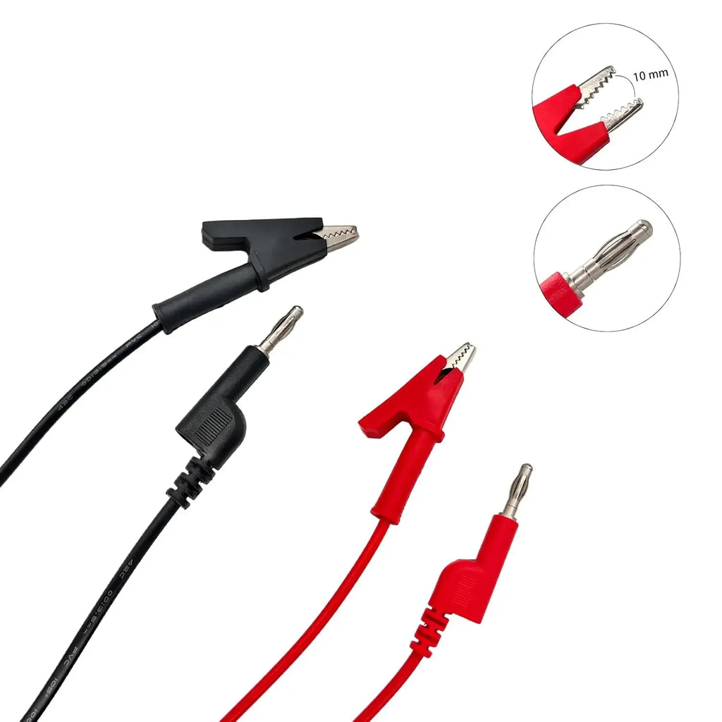 2Pcs 1M Double End Test Lead Wire Line Electrical Voltage 4mm Banana Plug Alligator Clip Crocodile 15A Multimeter DIY Test Wires Oasis Select