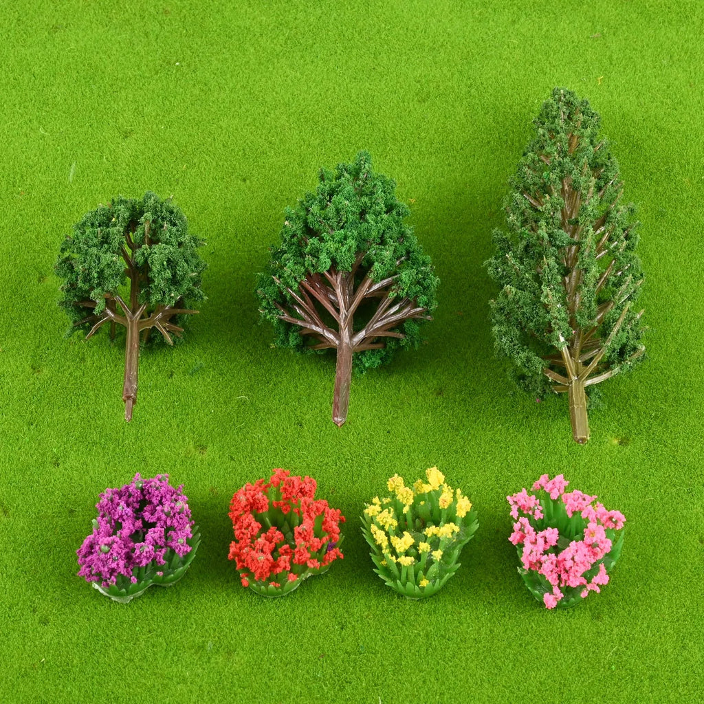 For Landscape Decoration 32Pcs Colorful Flower Clusters and 15Pcs Mixed Trees DIY Craft Making Durable and Environmentally Oasis Select