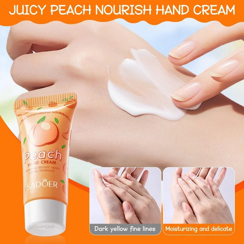 SADOER Peach Hand Cream & Lip Balm Set – Daily Moisture Hand & Lip Care Set Oasis Select