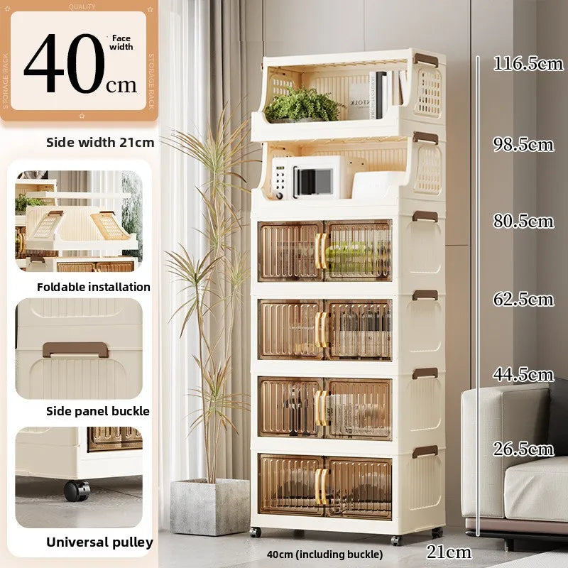 40-50-60 transparent household living room multi-layer mobile snack locker storage folding rack locker Oasis Select 40CM 2 plus 4