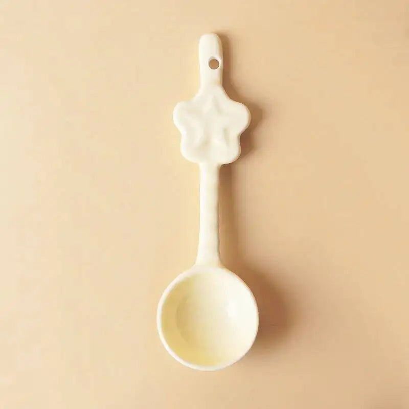 Ceramic Spoon With High Aesthetic Value Star-shaped Long-handled Spoon Rice Spoon Coffee Stirring Kitchen Tablewear Oasis Select Milk Yolk