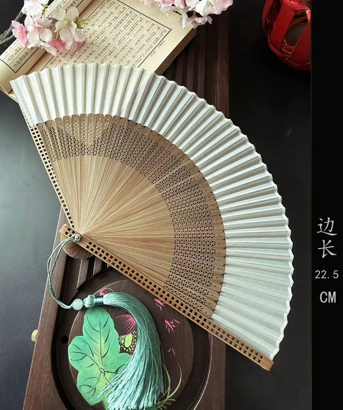 Antique Retro Portable Green Folding Fan Women's Portable Hanfu Cheongsam Folding Small Classical Dance Fan Chinese Fan Oasis Select 32
