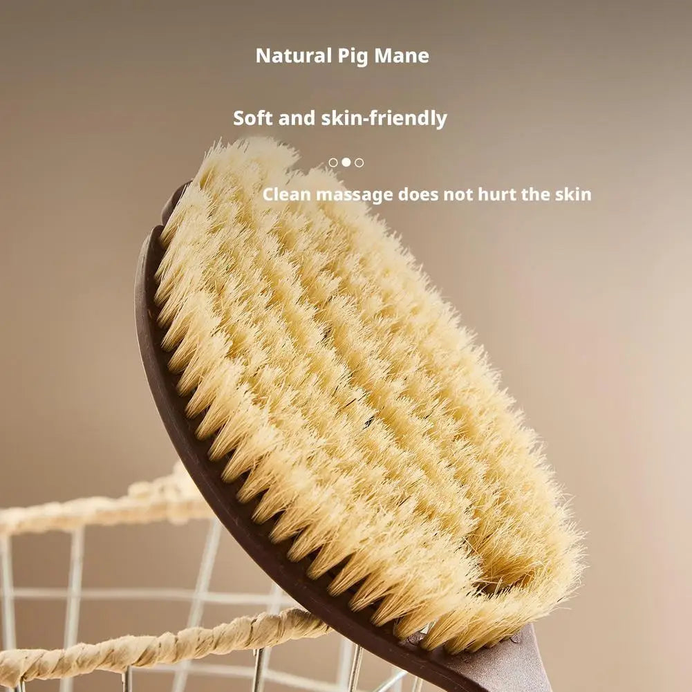 Long Handle Back Scrubber for Shower Natural Coconut Soft Bristlefor Dry Brushing, Exfoliation & Skin Care Improve Circulation Oasis Select