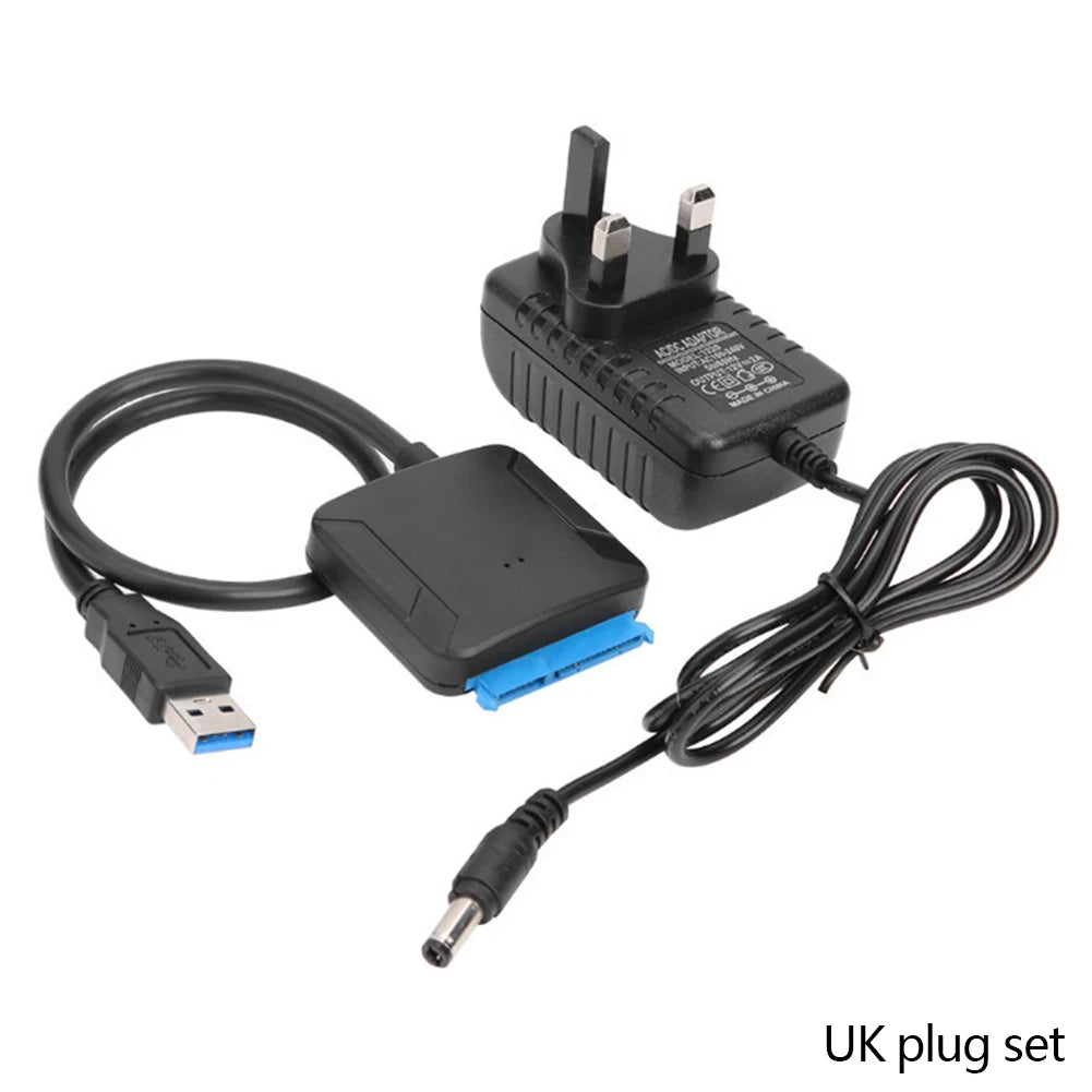 SATA to USB 3.0 Adapter Cable – HDD SSD 2.5"/3.5" + 12V Power
