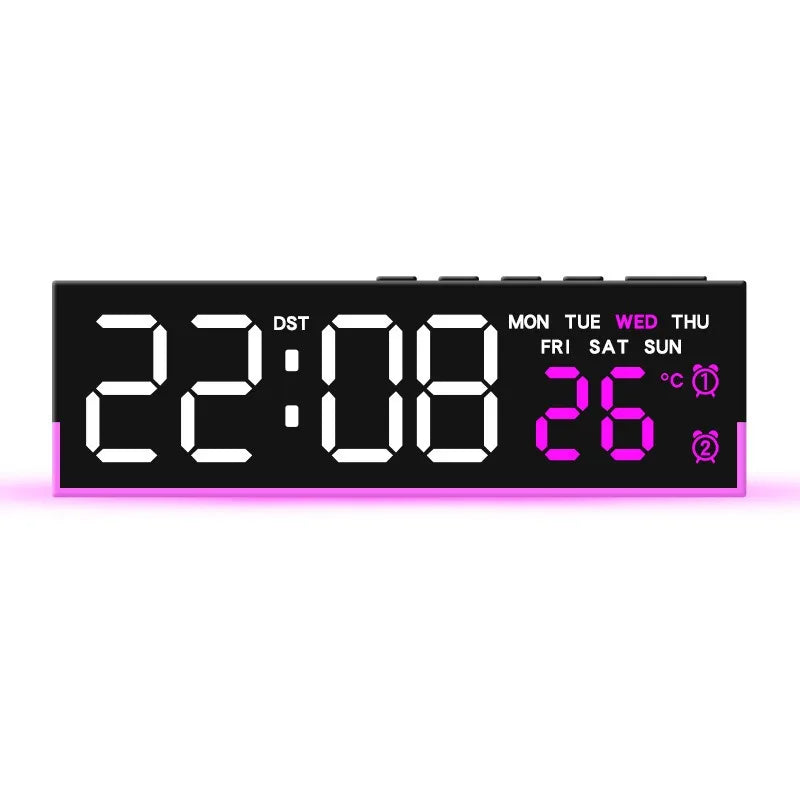 LED Digital Alarm Clock – Dual Alarm, Temp & Ambient Light