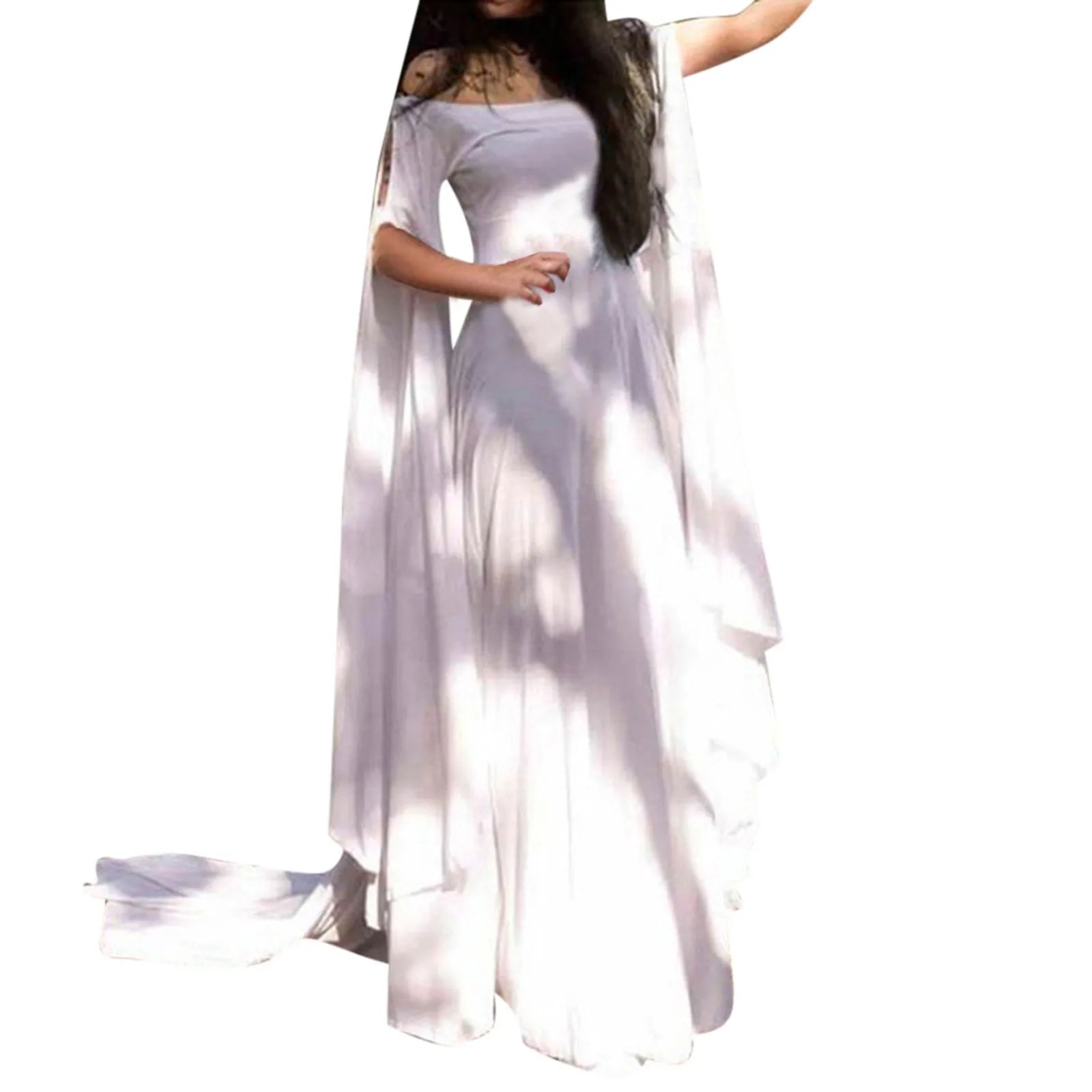 Women Halloween Dress Retro Cosplay Vintage Party Club Elegante Solid Off Shoulder Dress Maxi Funny Halloween Elf Dress Oasis Select
