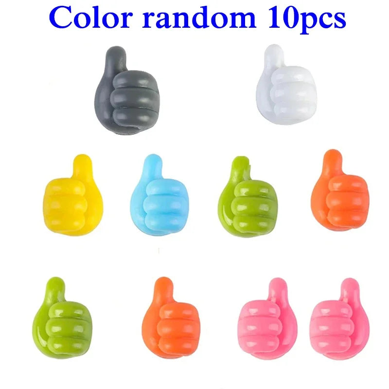 Hand-shaped Rubber Holder Glasses Cable Power Cord Charging Line Self Adhesive Mini Hook Car Storag Organizer Gadget Decorations Oasis Select Color random 10pcs
