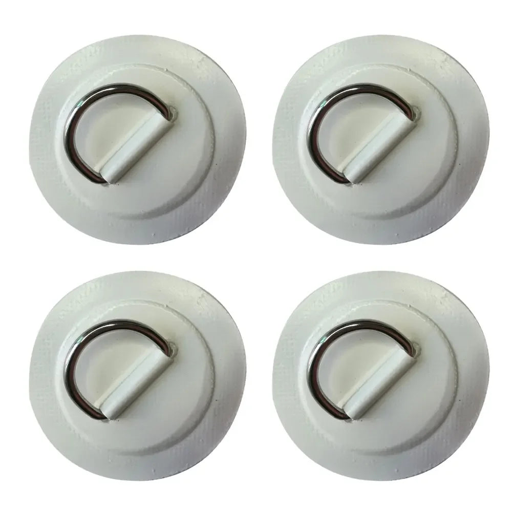 Surfboard Dinghy Boat PVC Patch With Stainless Steel D Ring Deck Rigging Sup Round Ring Pad 5M Elastic Bungee Rope Kit Oasis Select 4 White