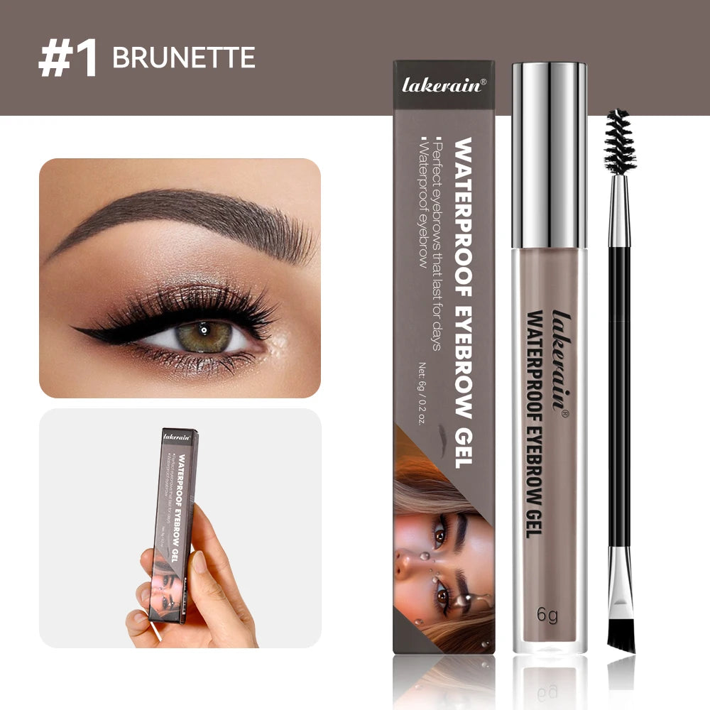 Waterproof Eyebrow Gel Set Sweat-proof Long Lasting High Pigmentation Liquid Eyebrow Tinted Natural Finish Makeup Cosmetics Oasis Select 1 BRUNETTE
