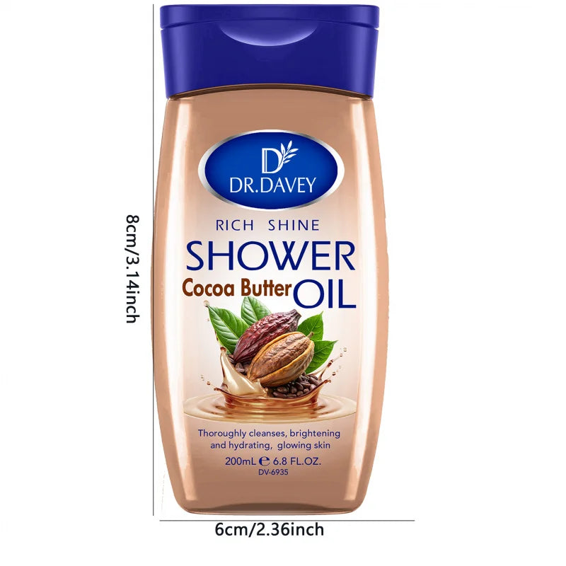 DR.DAVEY Cocoa Butter Shower Oil 200ml | Body Moisturizer