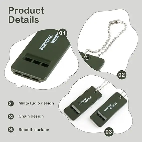 1/3/6PCS Loud Emergency Whistle Plastic Survival Whistle for Hiking Self Defense Flat Keychain Safety Alert Rescue Gear Oasis Select