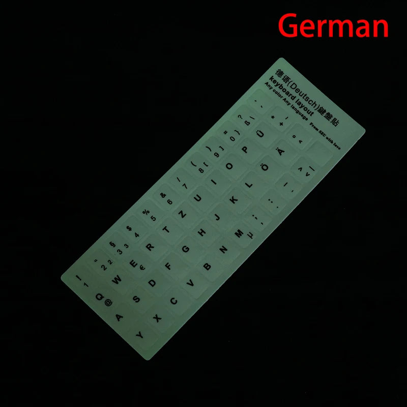 Luminous Keyboard Film Spanish,Russian,Arabic,French,English Etc Language Fluorescent Keyboard Letter Protective Stickers Oasis Select J