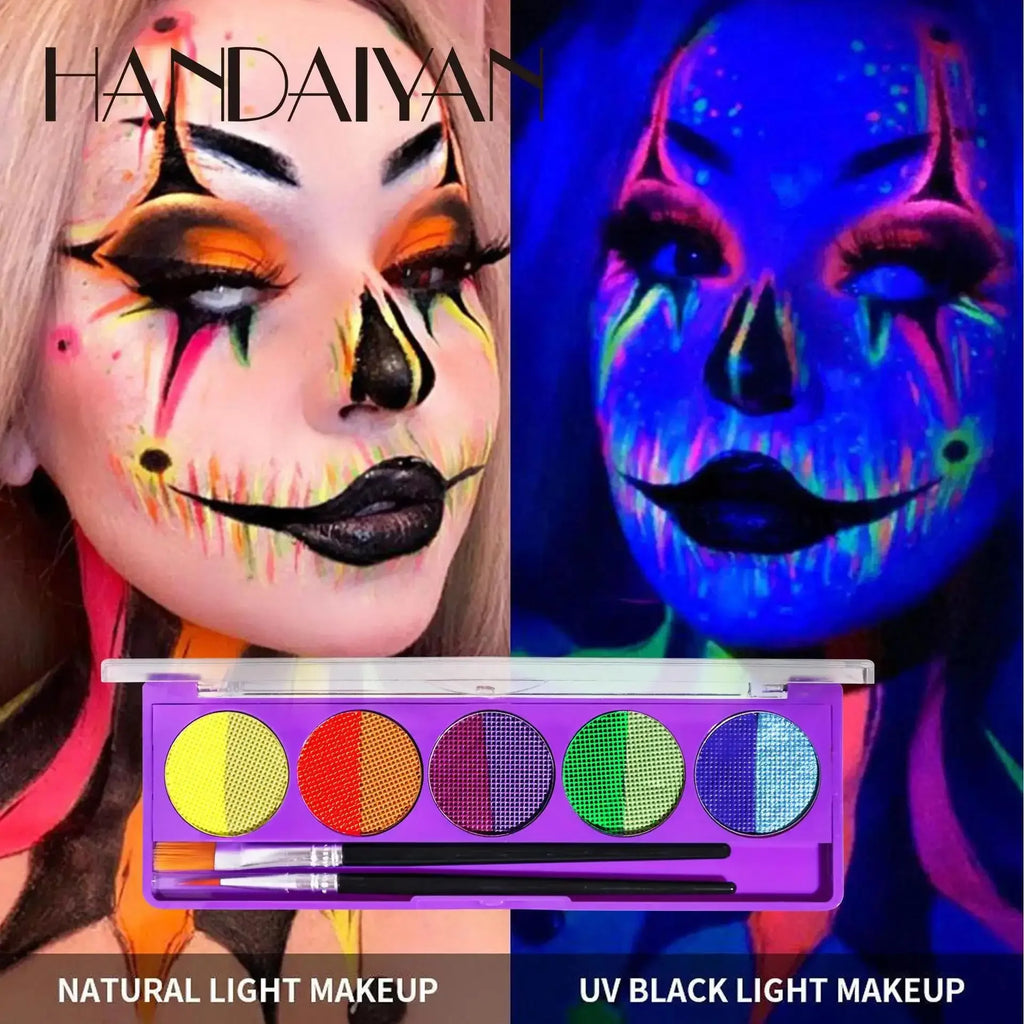 UV Glow Face & Body Paint Palette – High Pigment Water-Based