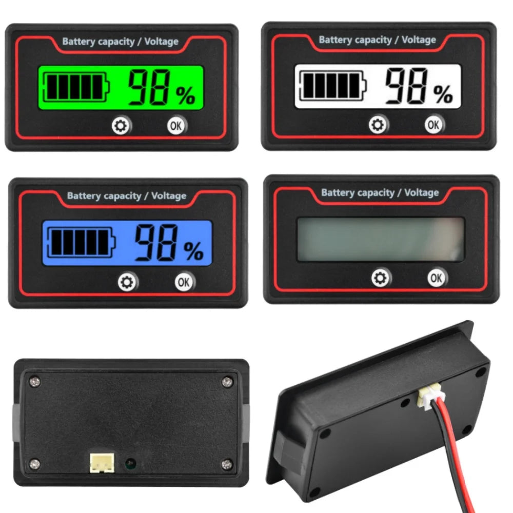 Car Battery Charge Level Indicator 12V 24V 36V 48V 60V 72V Lithium Battery Capacity Meter Tester Display LED Tester Voltmeter Oasis Select