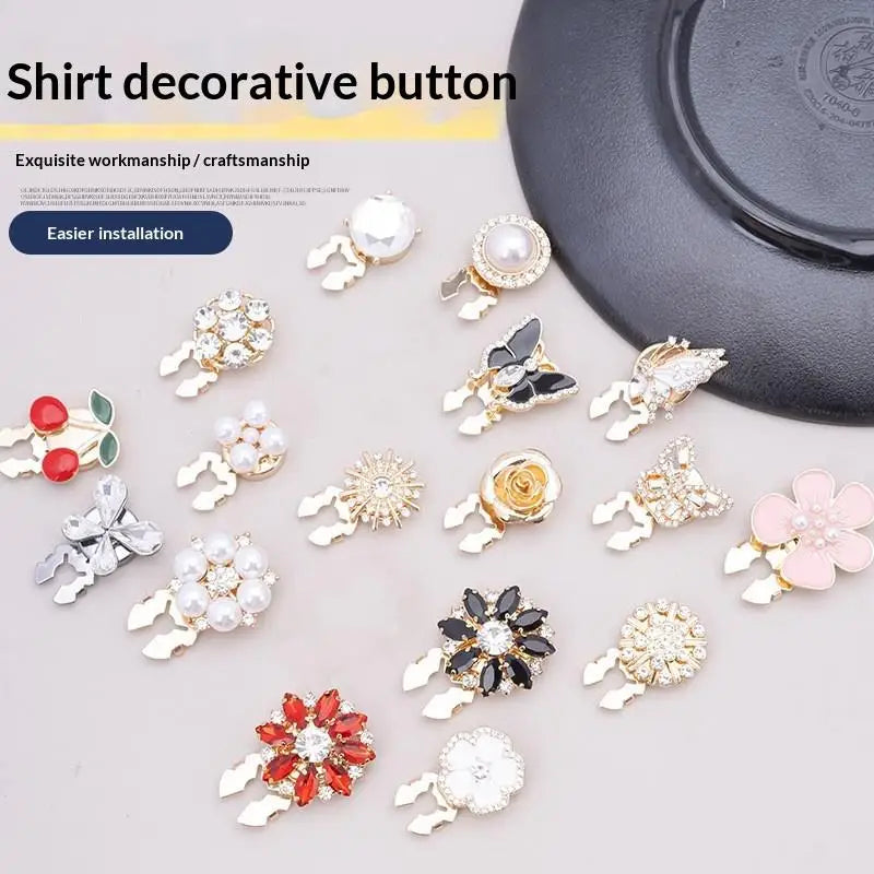 Crystal Pearl Clip-On Button Covers | DIY Shirt & Blouse Decor Decorative Button Covers Oasis Select