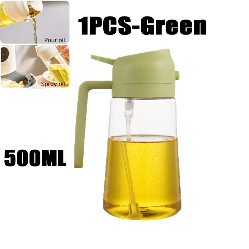 2in1 Oil Sprayer Plastic Bottle for Cooking Anti-leakage Olive Oil Storage Bottle for BBQ Air Fryer Steak Salad Kitchen Supplies Oasis Select 1PCS-green