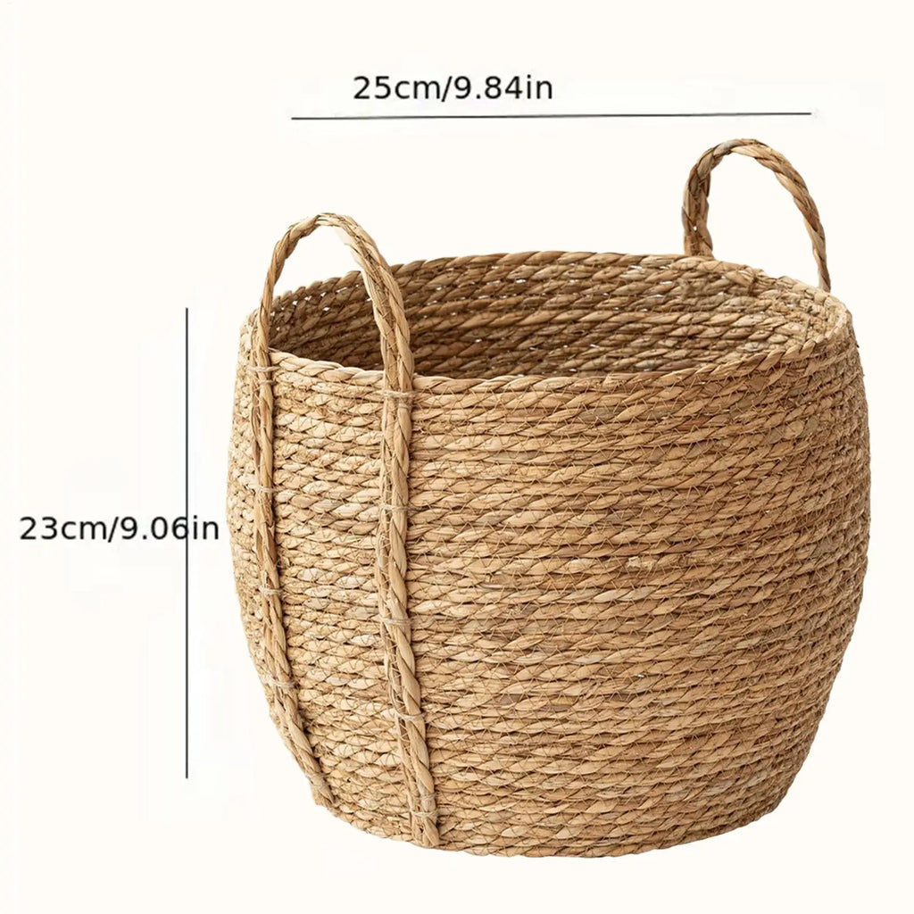 Rattan Planter Basket Floor-Standing Flower Pot with Handle Woven Plant Basket for Indoor Farmhouse Garden Living Room Dorm Home Oasis Select