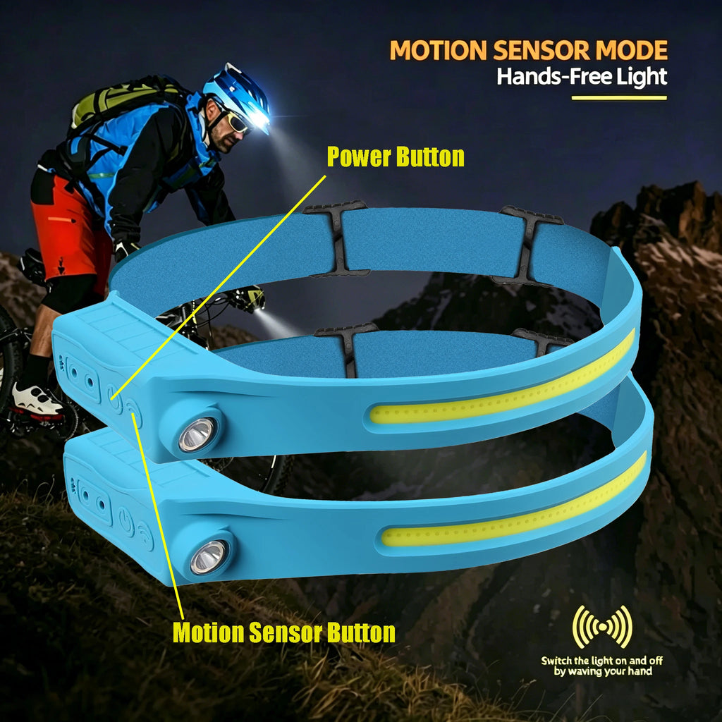 Powerful COB LED Sensor Headlamp USB Rechargeable Headlight Head Torch Work Light Head Flashlight for Fishing Lantern Camping Oasis Select