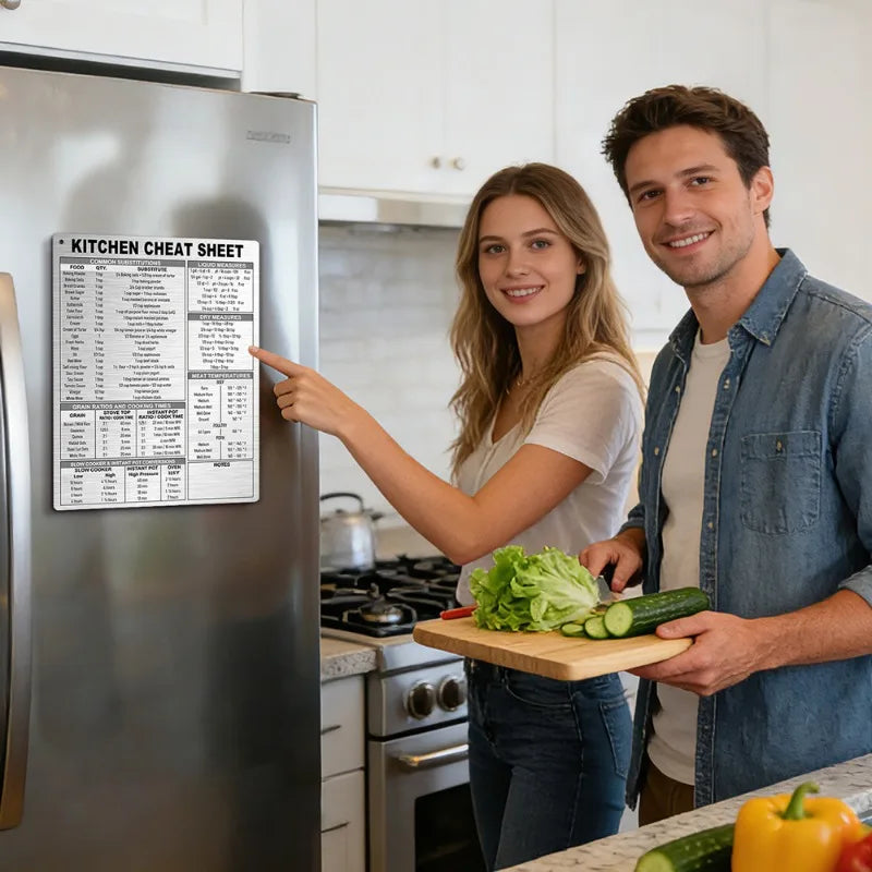 Kitchen Conversion Magnetic Sticker Fridge Mounted Measuring Guide Metal Kitchen Helper for Daily Cooking Use Oasis Select