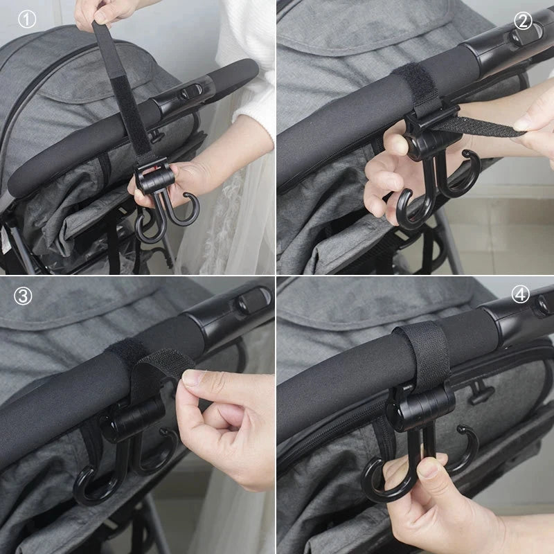 Double Hook Baby Stroller Hanger – 360° Rotation Organizer Stroller Hook Hanger Oasis Select