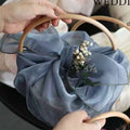 Event Gift Basket Portable Artificial Floral Decoration Wedding Favors Basket Decorative Rattan Woven Gift Basket For Christmas Oasis Select Dusty Blue Other