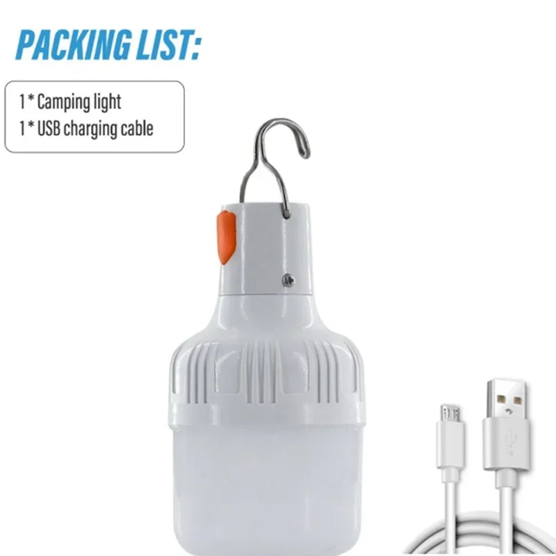 1PC 60W USB Rechargeable LED Lamp Bulb Portable Emergency Light for Camping Fishing Night Outdoor Hook-Up Lantern LT014 Oasis Select chundeyou 60W