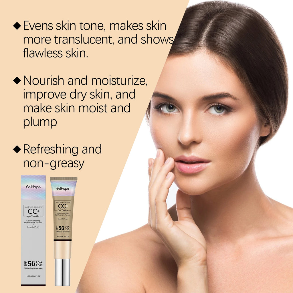 Sunscreen Liquid Foundation Concealer Waterproof Sweat-Resistant Makeup Moisturizing Long Lasting Soft CC Cream Brightens Skin Oasis Select