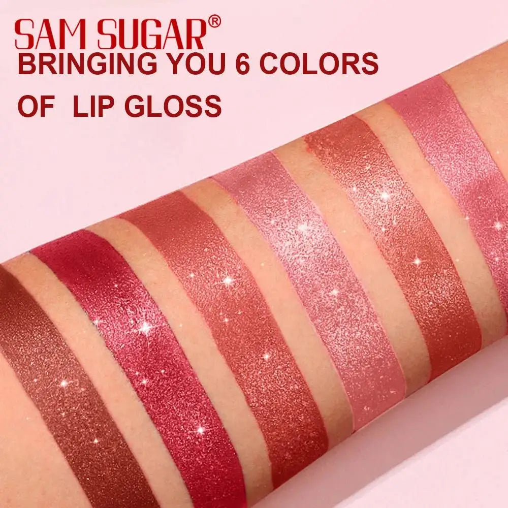 6-Piece Diamond Shimmer Lipstick Set – Metallic Glitter Lip Gloss