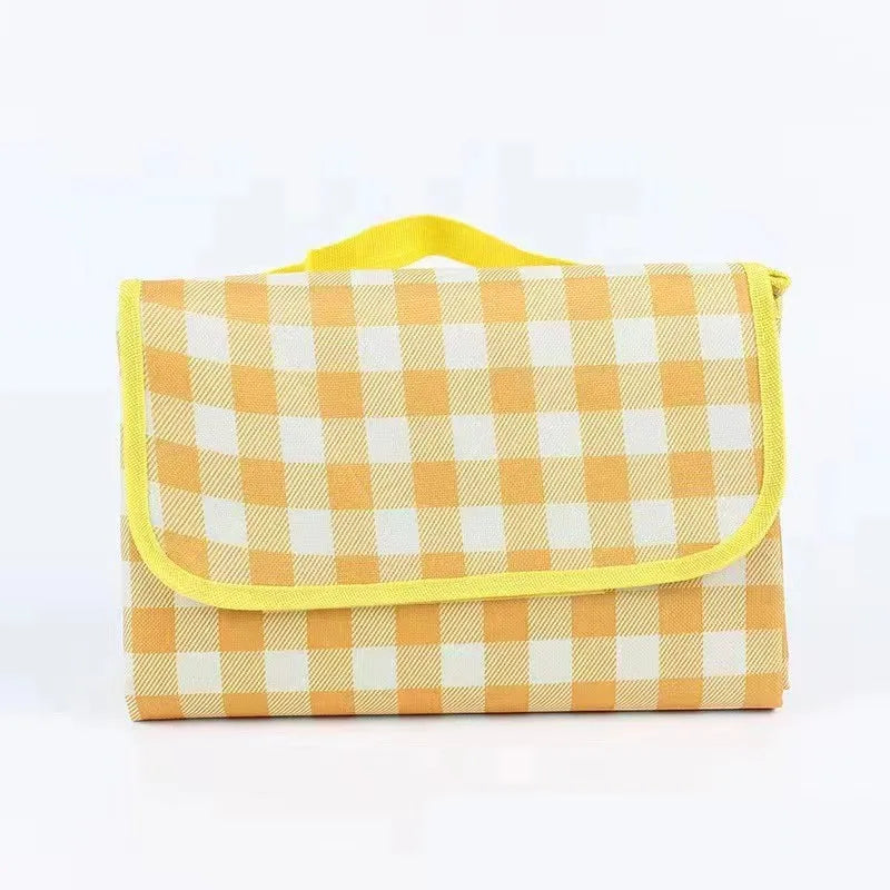 Thick Outdoor Picnic Mat Waterproof & Moisture Proof Ground Blanket for Camping Hiking Beach and Grass Activities Oasis Select Yellow grid 200x200cm