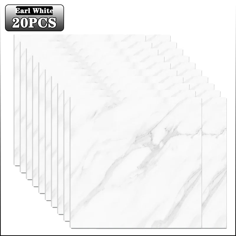 10-40PCS Marble Style Self-adhesive Floor Stickers Thickened Wear-resistant PVC Flooring Mats for Household Use Easy To Install Oasis Select White-20PCS