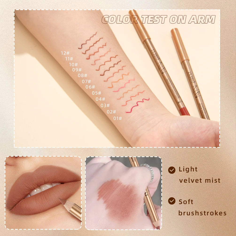 QiBest 12-Color Matte Waterproof Lip Liner Pencil Set