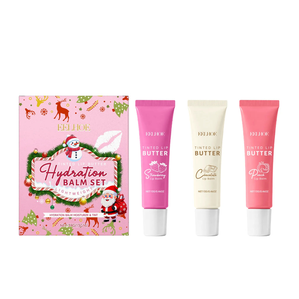 EELHOE Christmas Tinted Lip Balm Set – Moisturize & Exfoliate Tinted Lip Balm Set Oasis Select