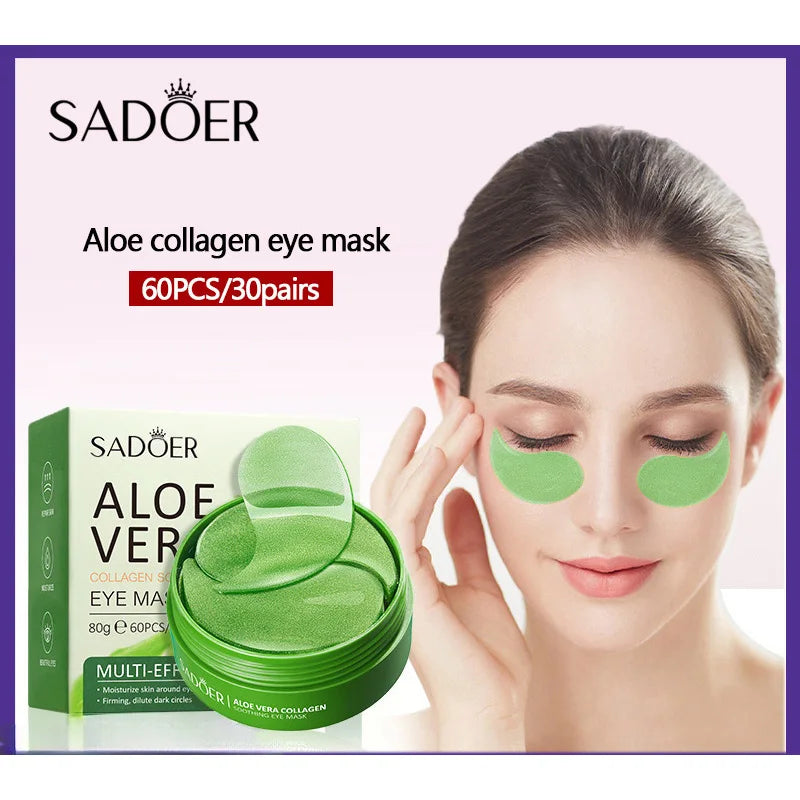 60 Pieces of Aloe Vera Collagen Eye Mask Moisturizing Firming , Bright and Transparent Eye Mask Patches, Suitable for All Skin Oasis Select