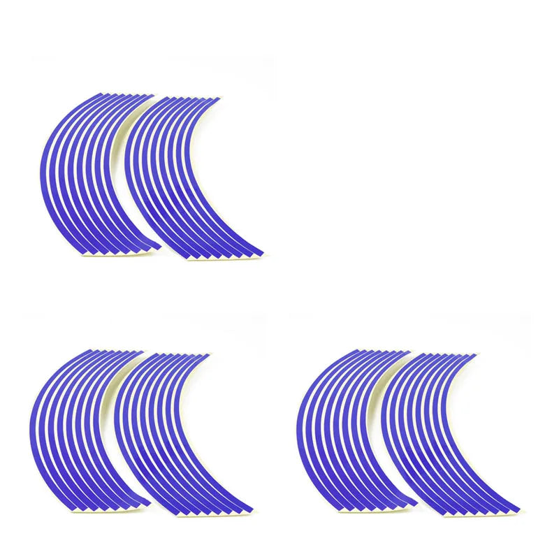 1/2/3set Motorcycle Wheel Sticker 18 Reflective Rim Stripe Tape Car Bicycle Wheel Decoration Universal Sticker For Motorcycle Oasis Select Blue-3 set