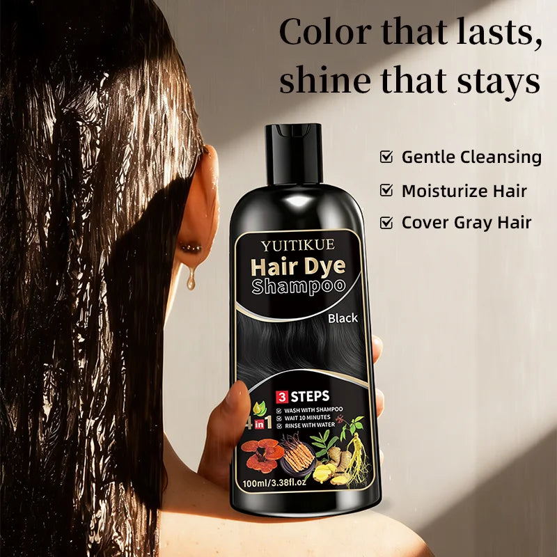 YUITIKUE Herbal Black Hair Dye Shampoo - Gentle Cleansing, Long-Lasting Color & Healthy Dyeing Oasis Select
