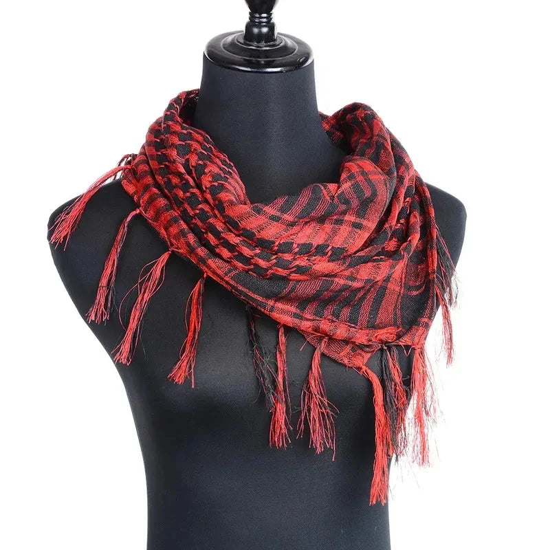 1/2pcs Men Women Scarf Plaid Tartan Lightweight Cotton Keffiyeh Scarf For Winter Square Shawl Scarf Tactical Neck Warmer Cover Oasis Select