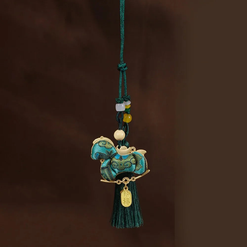 Chinese Style Pony Embroidered Pendant Satin Brocade New Year Horse Pendant Spring Festival Tassel Horse Hanging Decoration Oasis Select Style 4 4XL