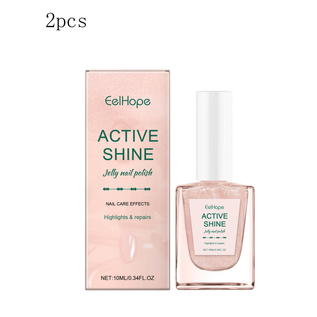Jelly Nail Polish - Transparent Pink Water-Based Nail Polish, Autumn & Winter Shade, Skin-Whitening, Fine Glitter, Girly Pink Oasis Select 20ml boxed