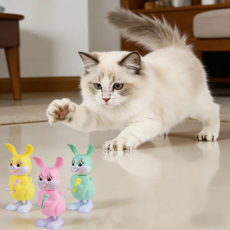Wind-Up Wiggly for Cat Toy, Interactive Plastic Rabbit Cat Toys, Random Color, Fun Playtime for Cats Best Easter Gift Oasis Select