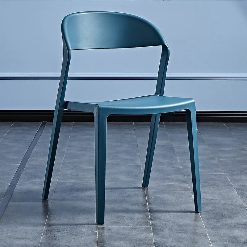 Nordic simple plastic chair household dining chair adult leisure creative desk chair lazy backrest stool Oasis Select Sea blue 2 pieces