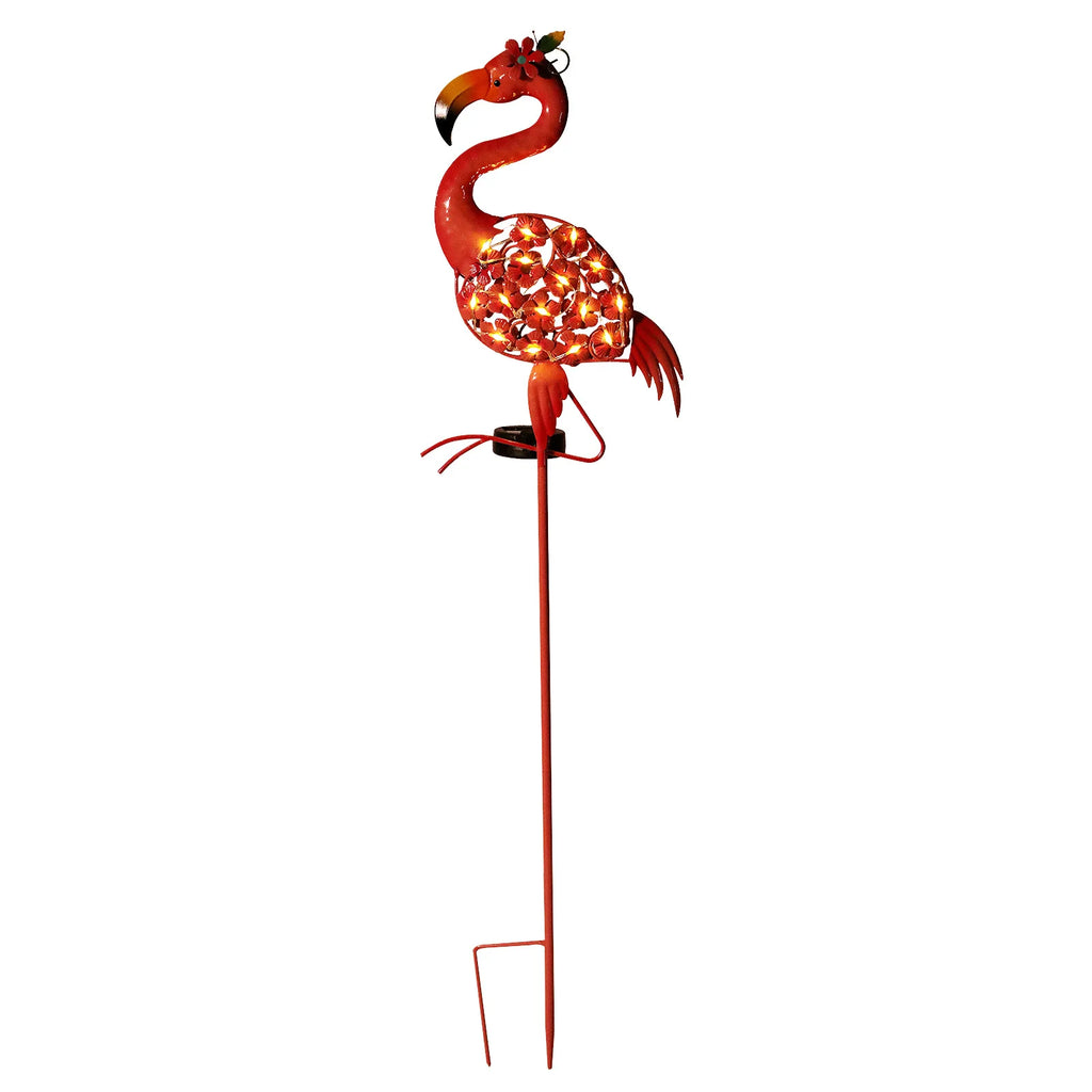 Outdoor Solar-powered Flamingo Wrought Iron Ground Lamp, Garden Lawn Lamp, Garden Decorative Handicraft Oasis Select