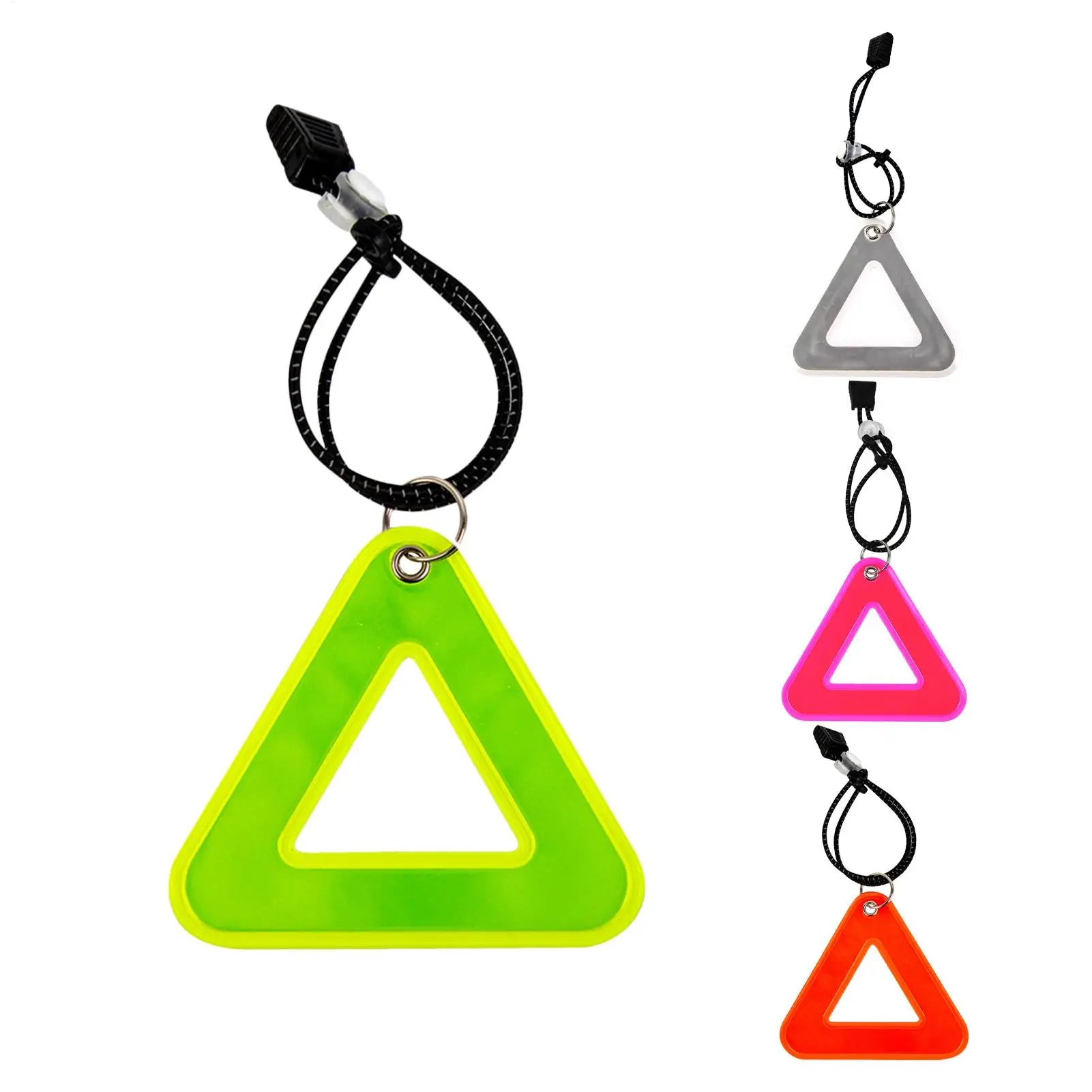 1PC Reflective Signs Triangle Signs Safety Warning For Bicycle Hanging Tag W Elastic Cord Bike Night Visible Riding Safety Oasis Select