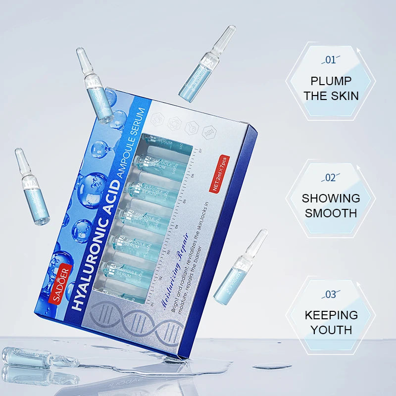 SADOER Hyaluronic Acid Ampoule Essence Set – 2ml × 7 Pcs